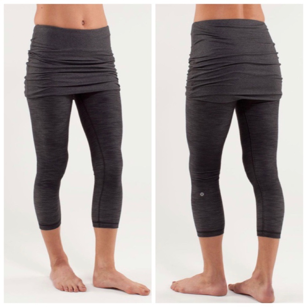 Lululemon Yin To You Crop Black Leggings Skirt 4